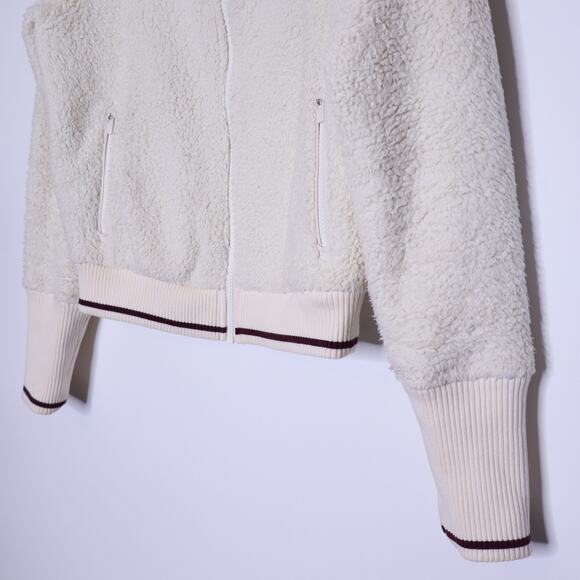 ATHLETA Tugga Sherpa Jacket Natural High Neck Full Zip Ribbed Cuffs Women's XS - Picture 6 of 15